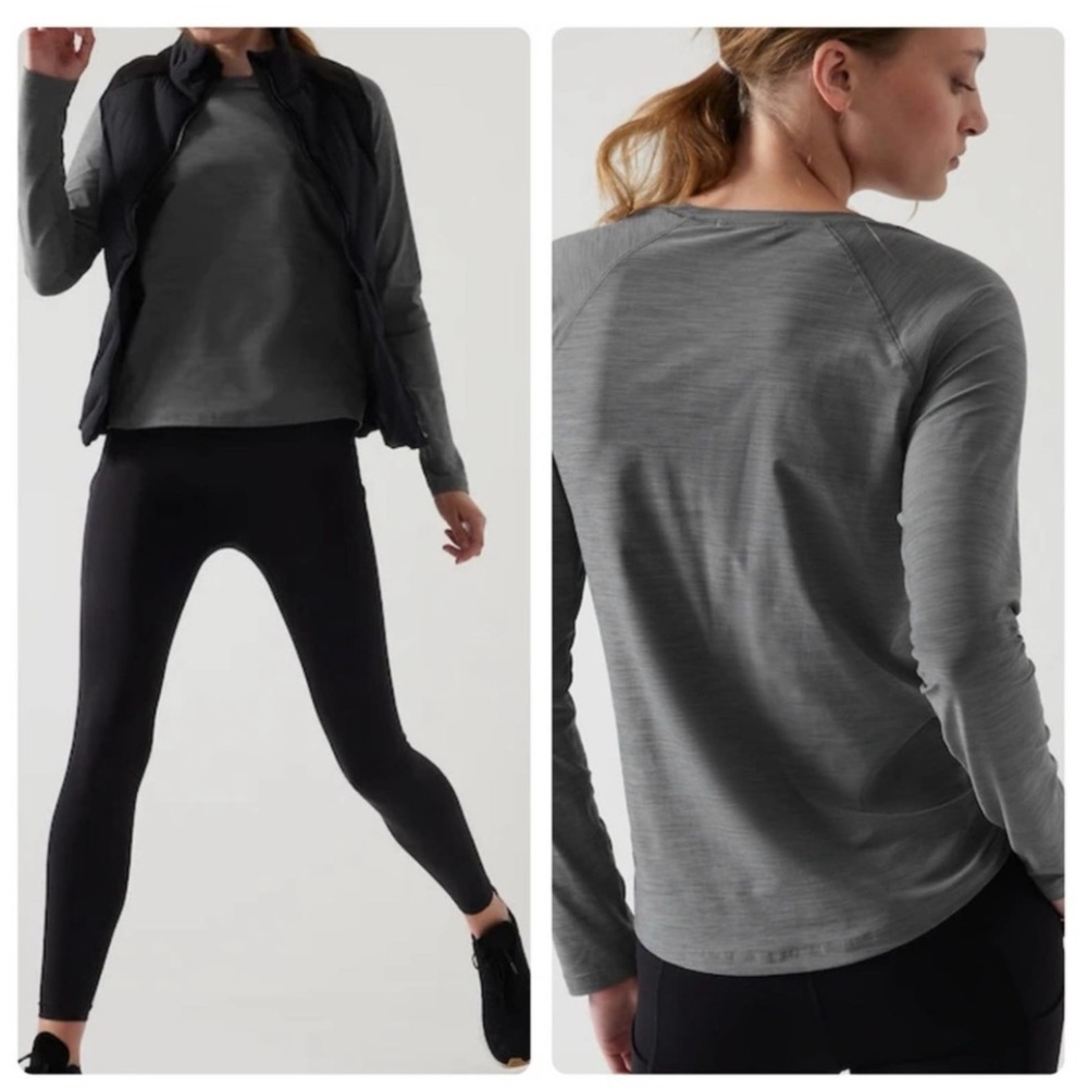 Athleta Ultimate Textured Train Top, Grey Heather Size XL.